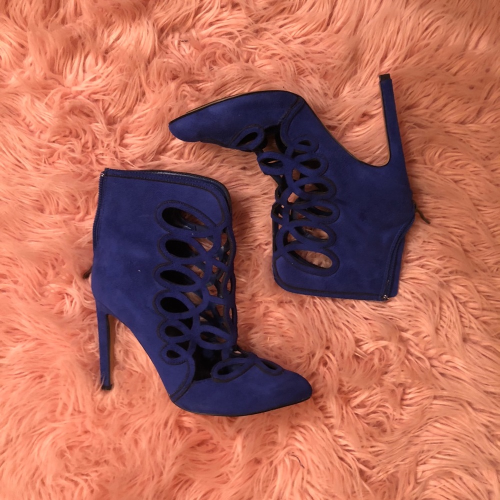 Blue cut out heels